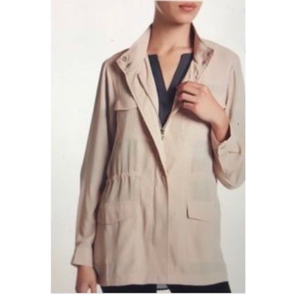 DR2 | Pale Blush Pink Zip & Snap Front Utility Jacket Women’s Plus Size 2XL